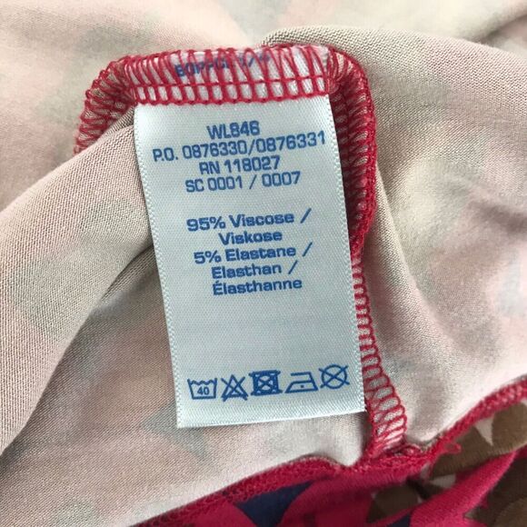 Boden Womens Dress Size 6R Red Brown Empire Waist Leaf Print Knee Length Casual - Picture 8 of 9